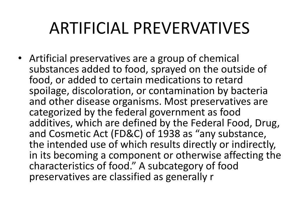 artificial prevervatives