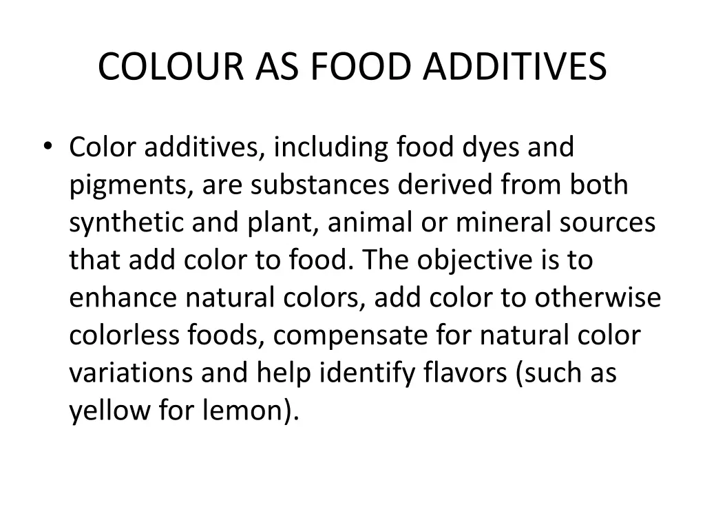 colour as food additives