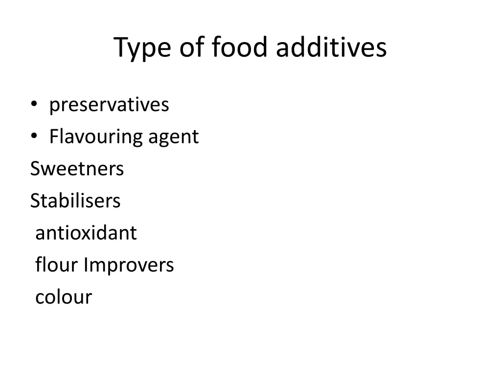 type of food additives