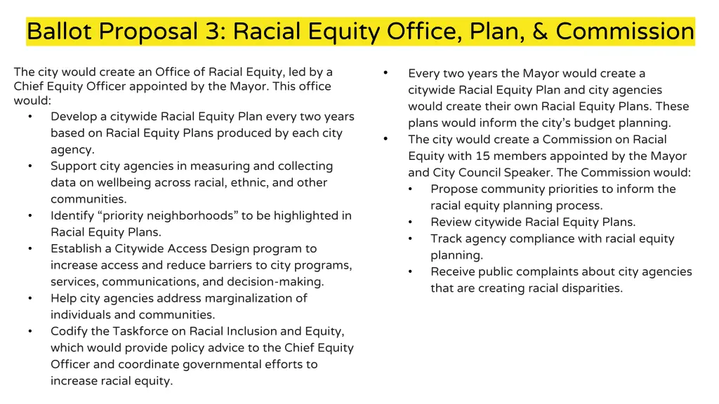 ballot proposal 3 racial equity office plan 1