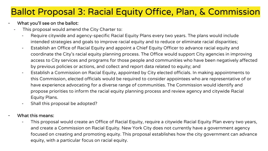 ballot proposal 3 racial equity office plan