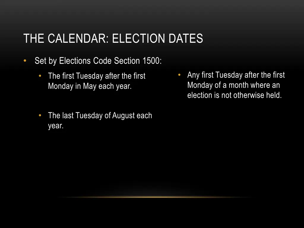 the calendar election dates