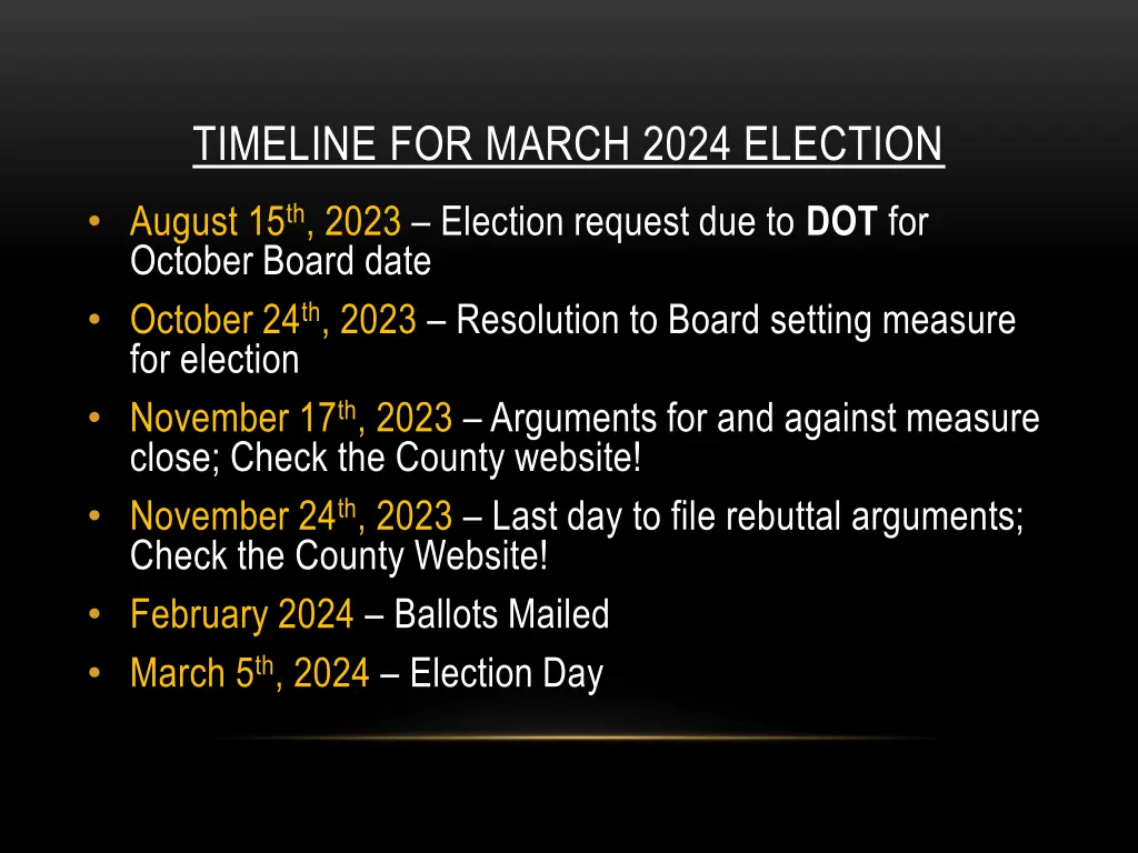 timeline for march 2024 election