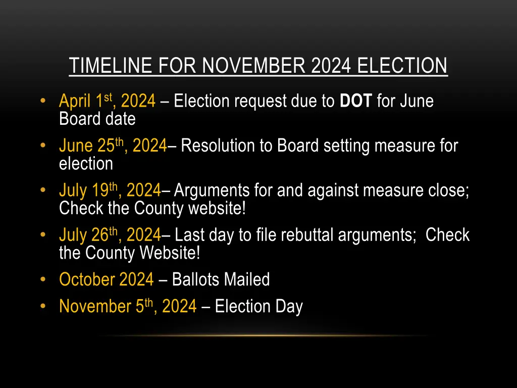 timeline for november 2024 election