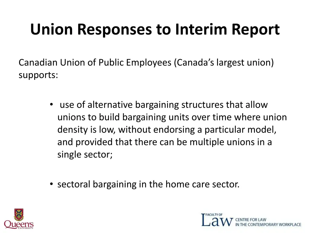 union responses to interim report 1