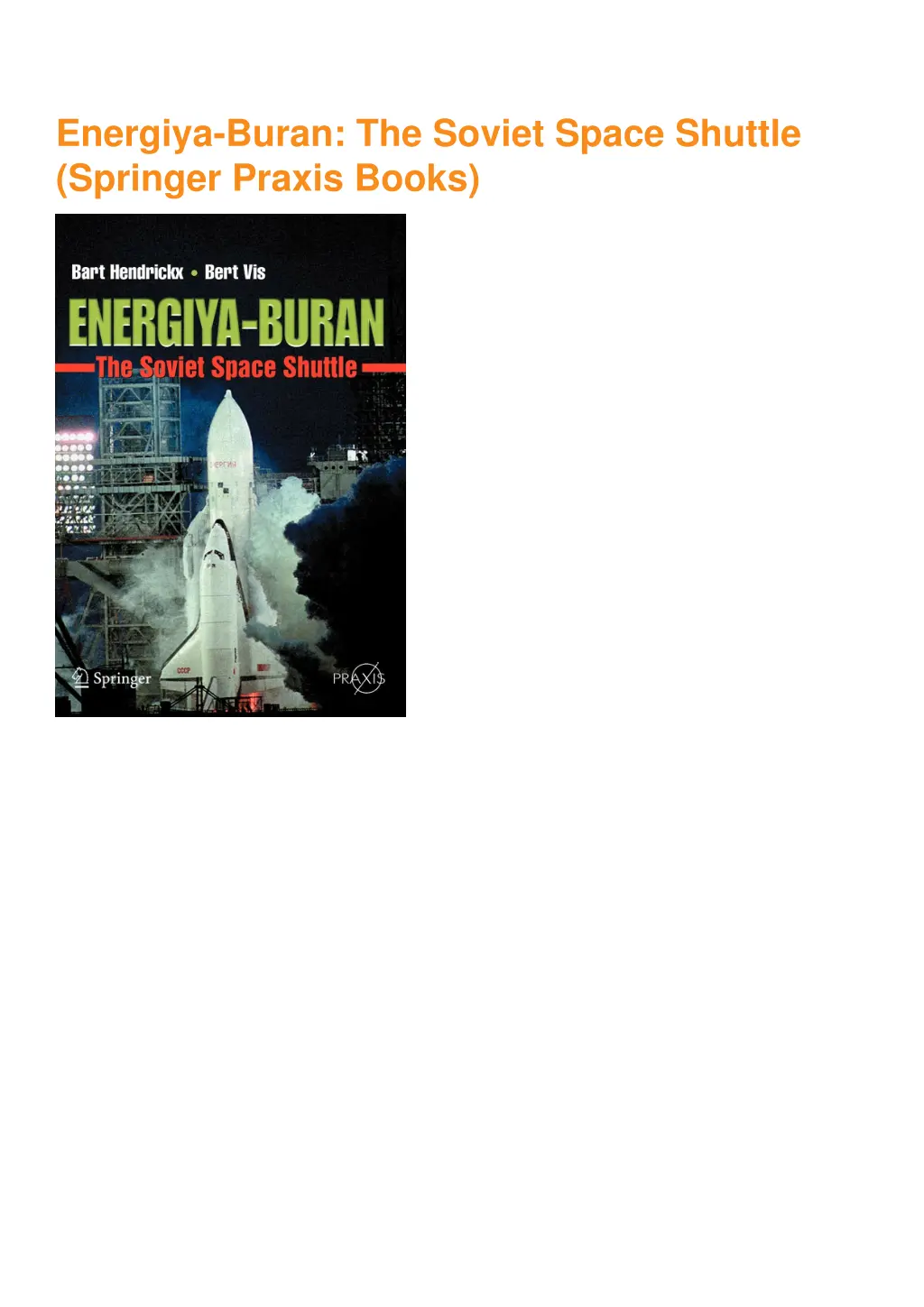 energiya buran the soviet space shuttle springer 1