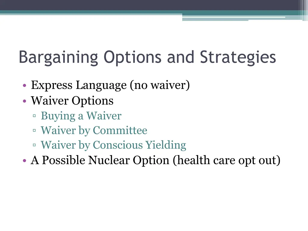 bargaining options and strategies