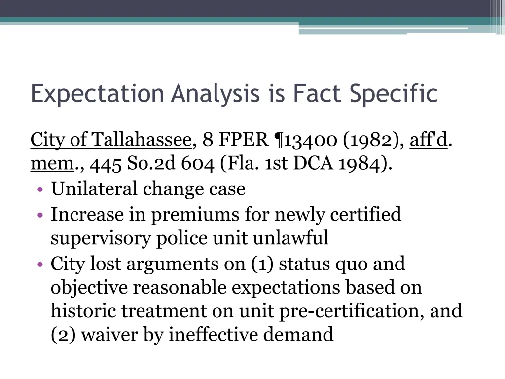 expectation analysis is fact specific