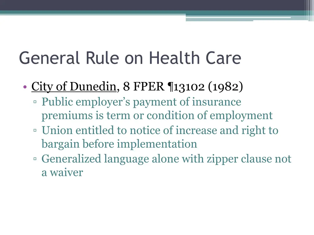 general rule on health care