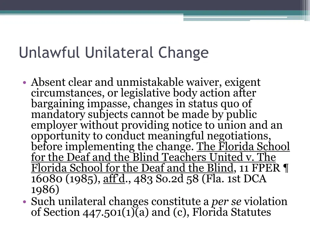 unlawful unilateral change