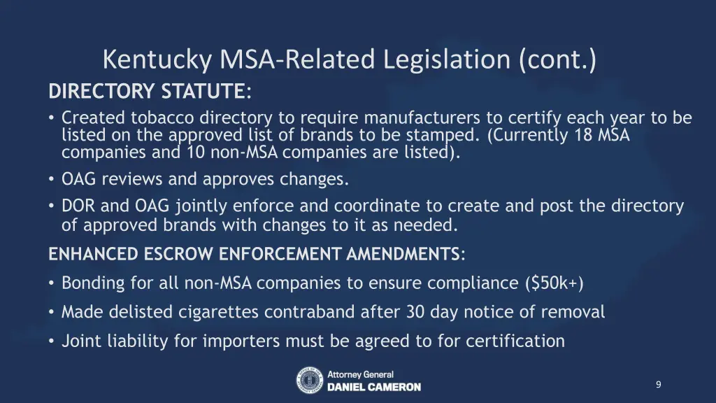 kentucky msa related legislation cont directory