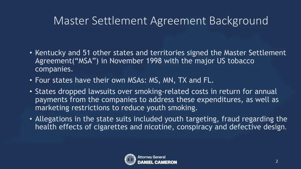 master settlement agreement background