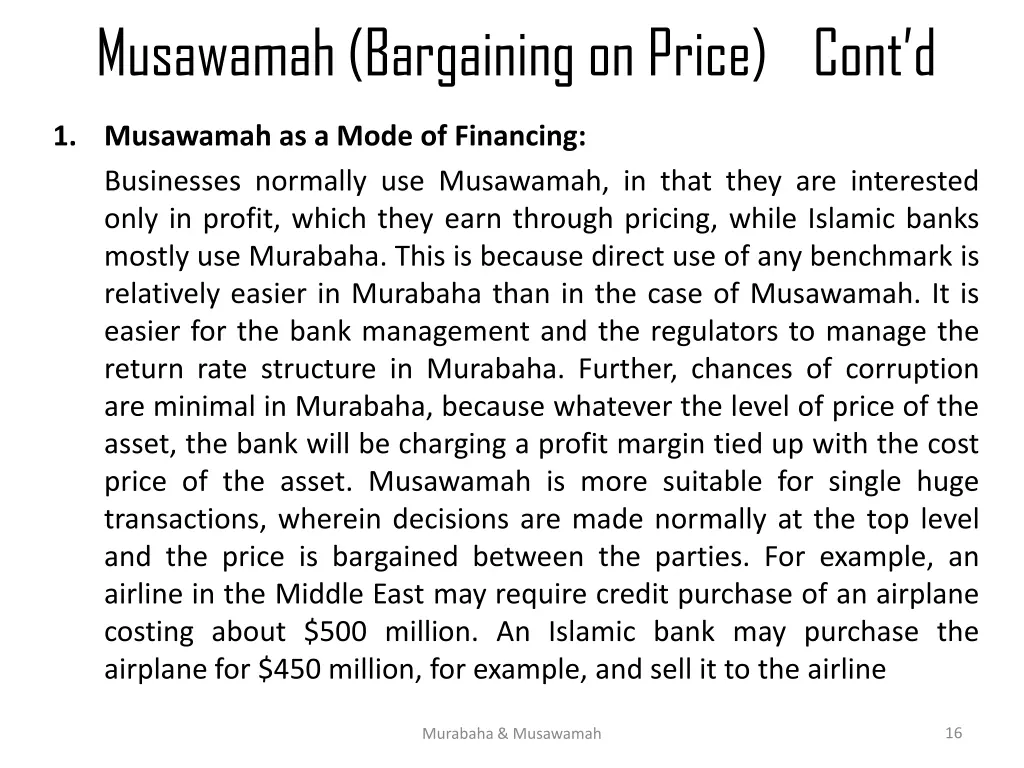 musawamah bargaining on price cont d 8