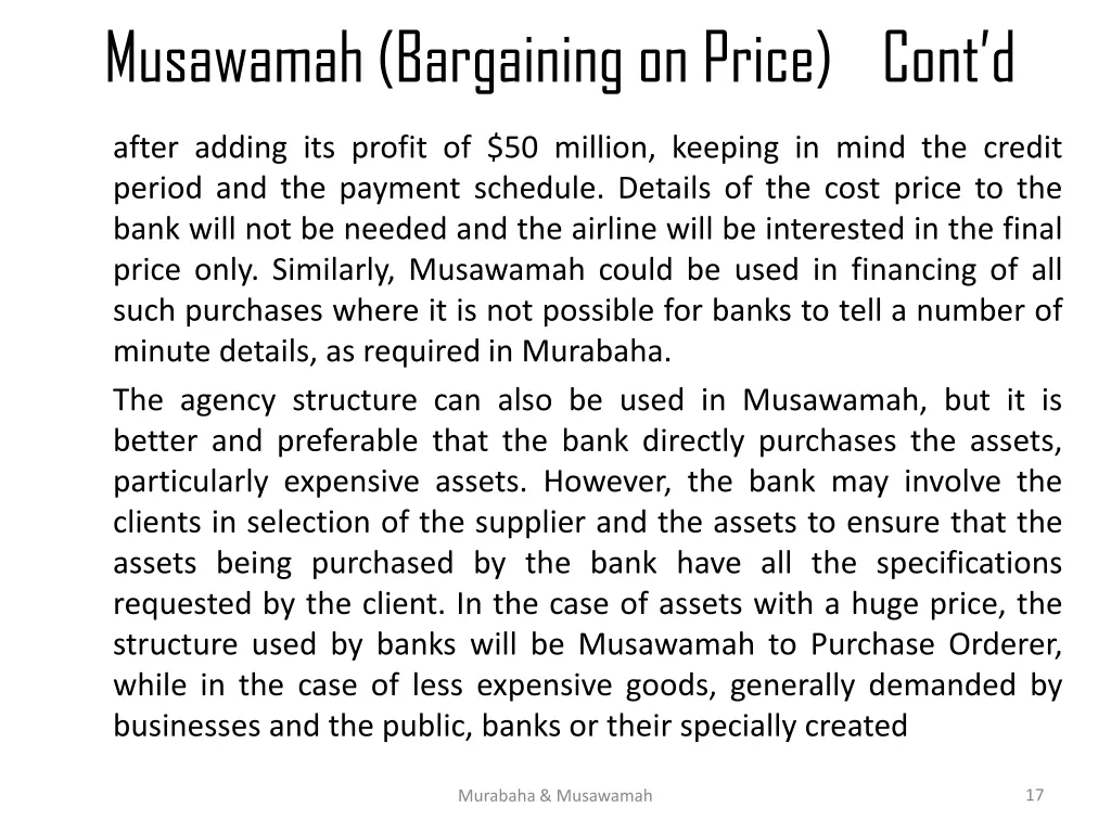 musawamah bargaining on price cont d 9