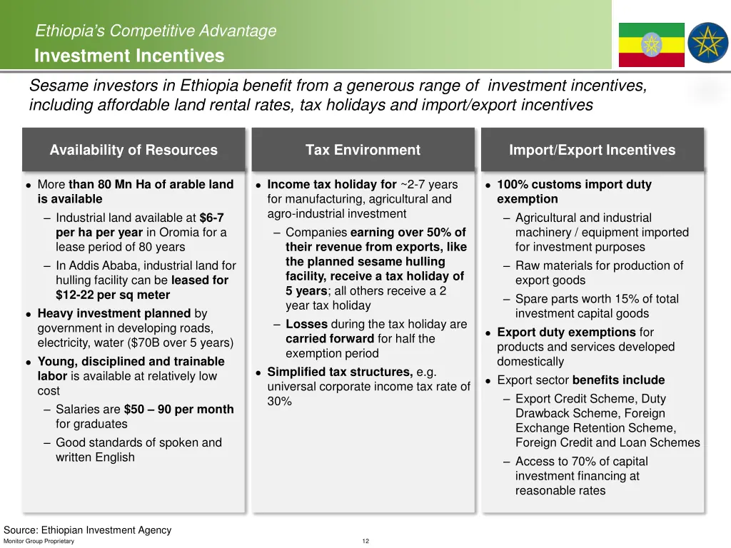 ethiopia s competitive advantage investment