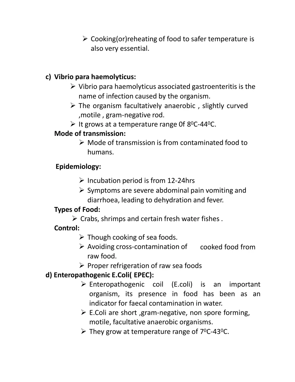 cooking or reheating of food to safer temperature