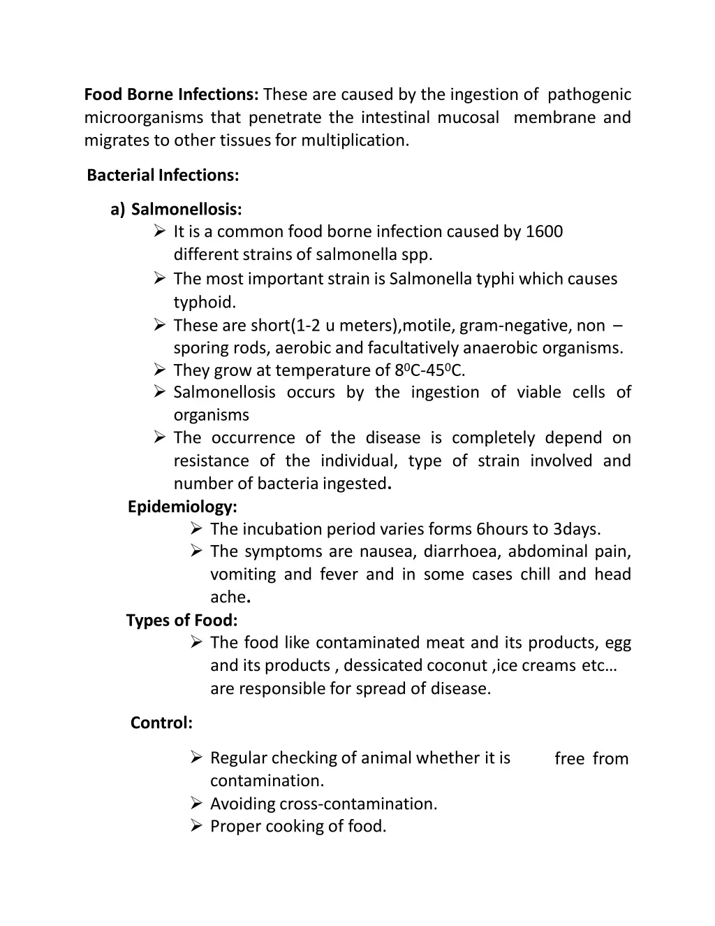 food borne infections these are caused