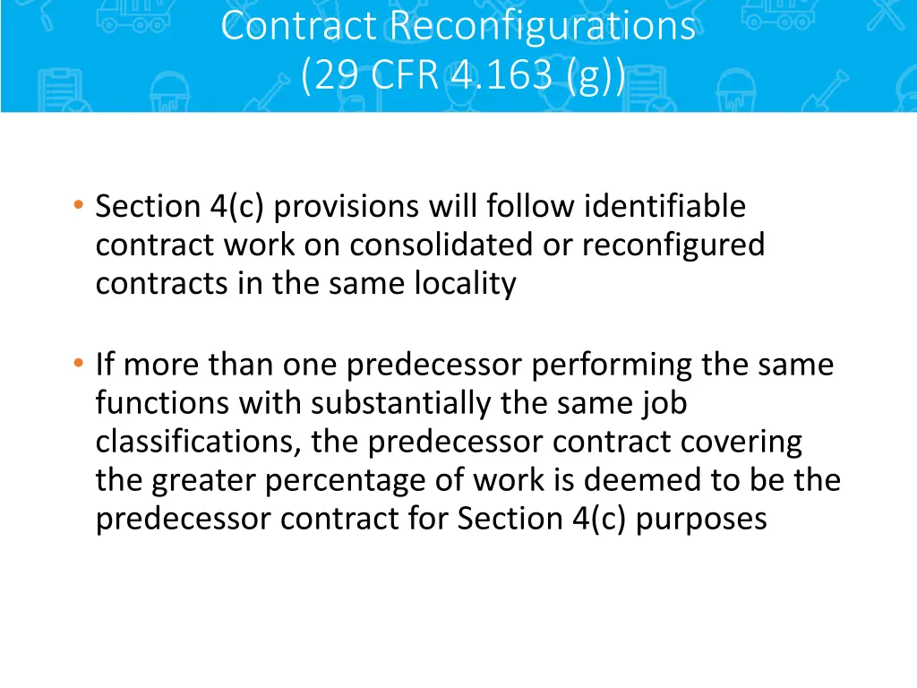 contract reconfigurations 29 cfr 4 163 g