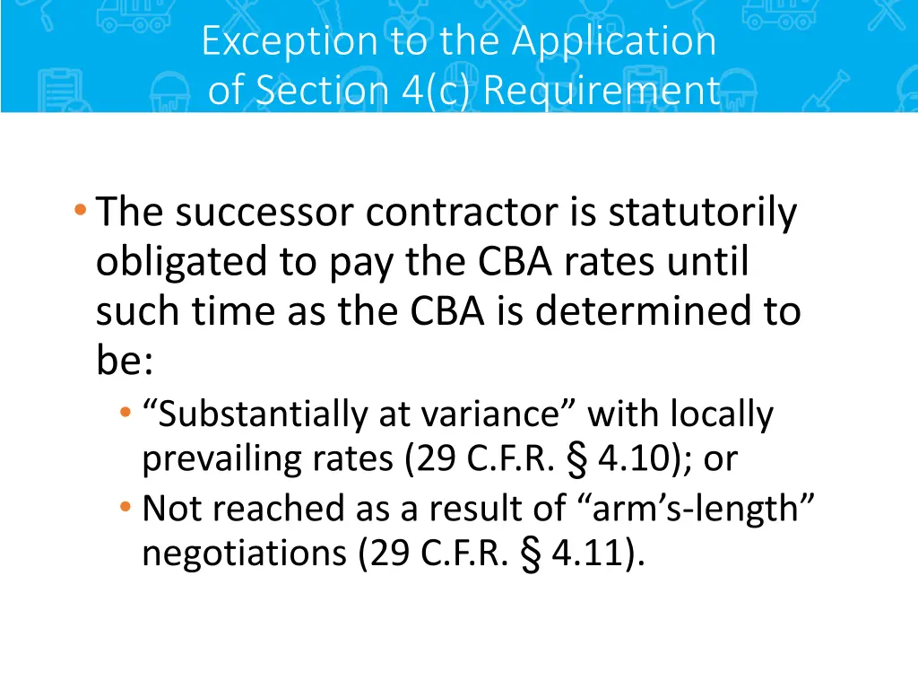 exception to the application of section