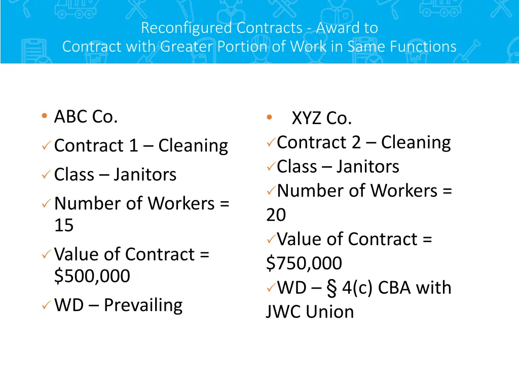 reconfigured contracts award to contract with