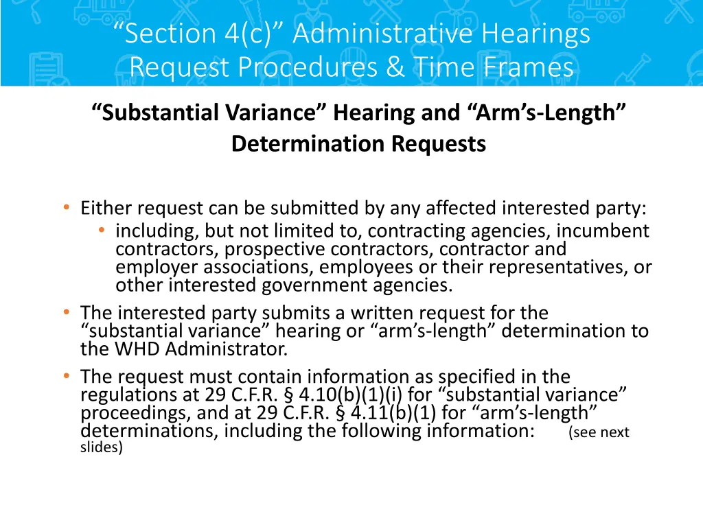 section 4 c administrative hearings request