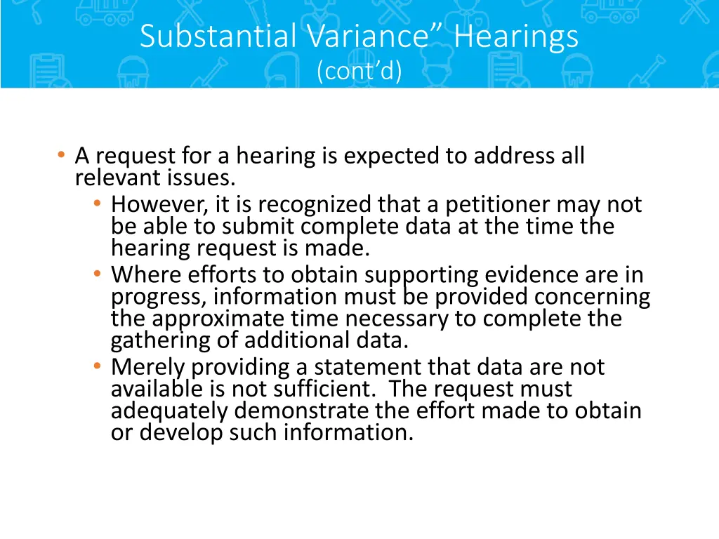 substantial variance hearings cont d 1