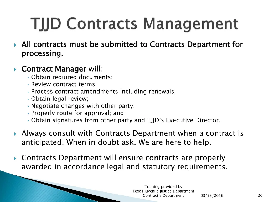 all contracts must be submitted to contracts