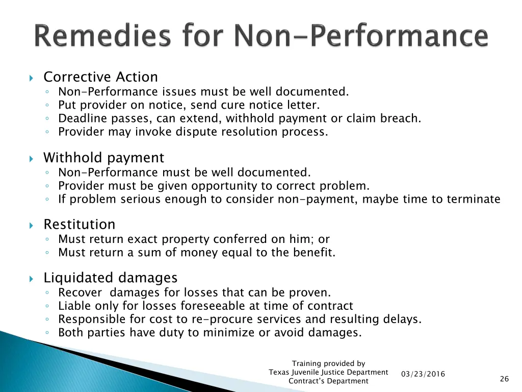 corrective action non performance issues must