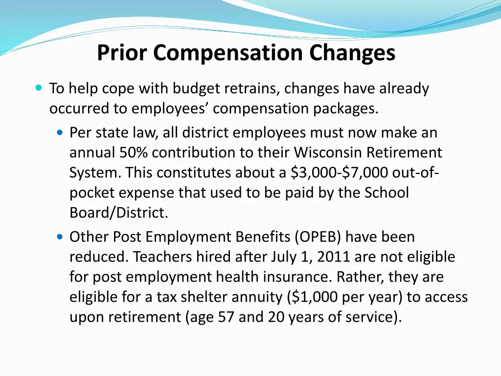 prior compensation changes