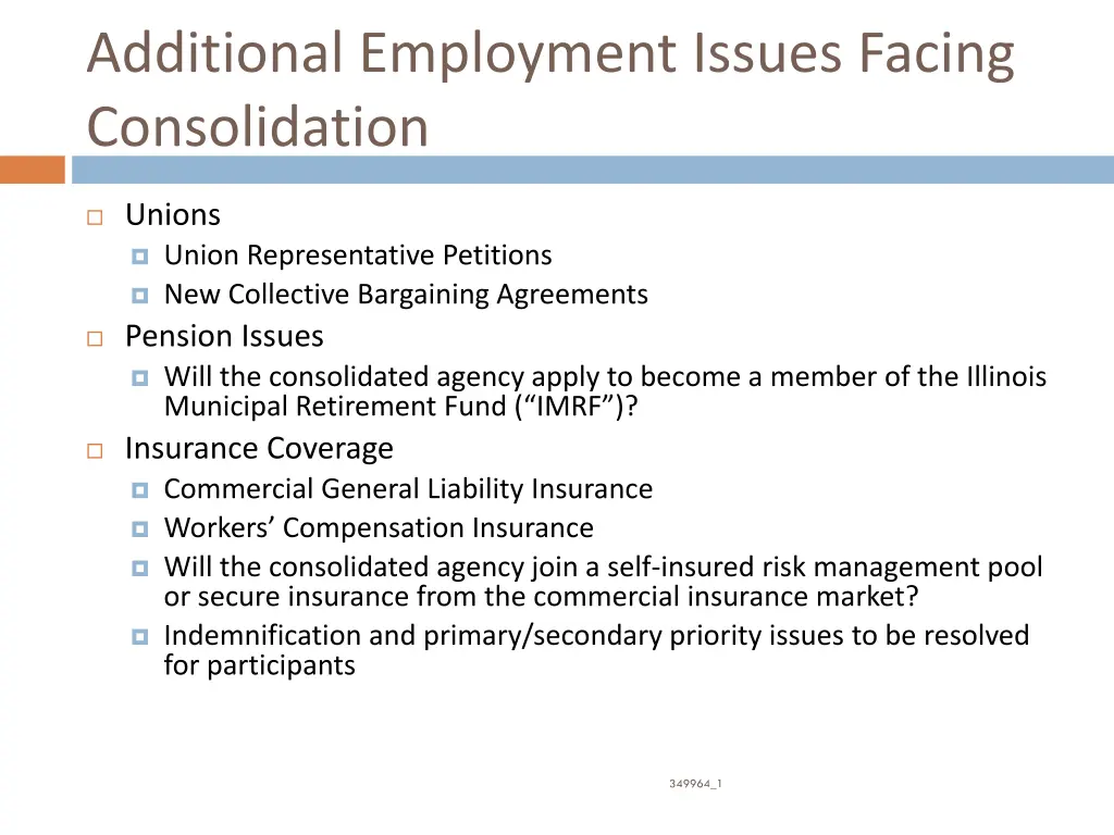 additional employment issues facing consolidation 1