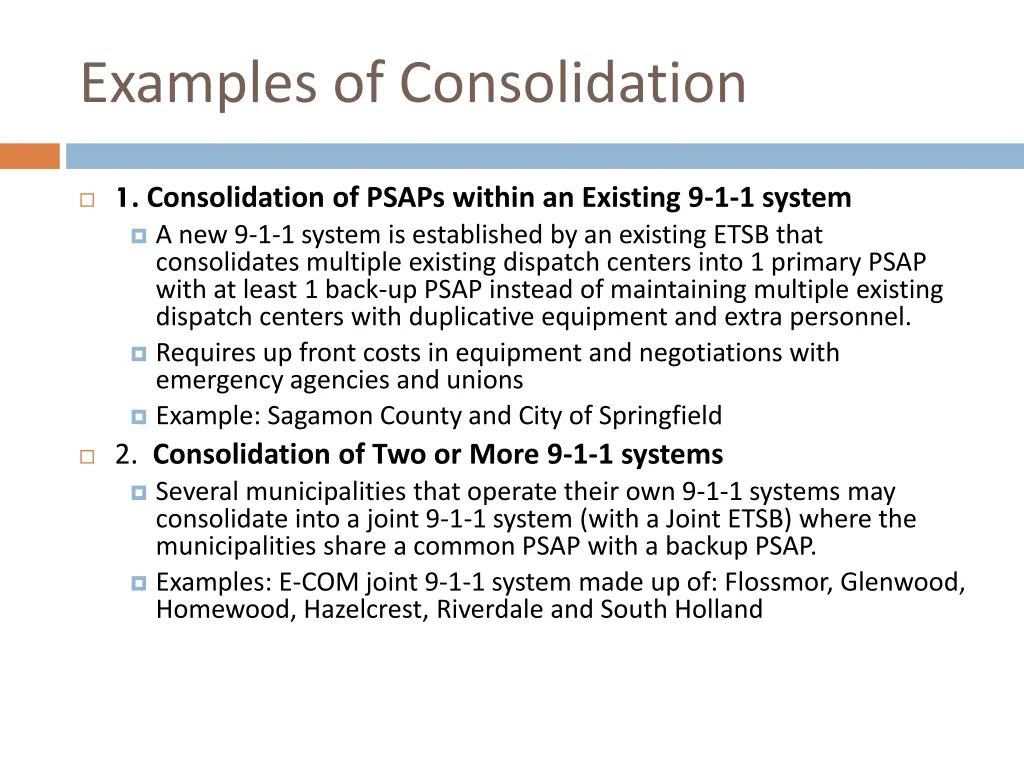 examples of consolidation