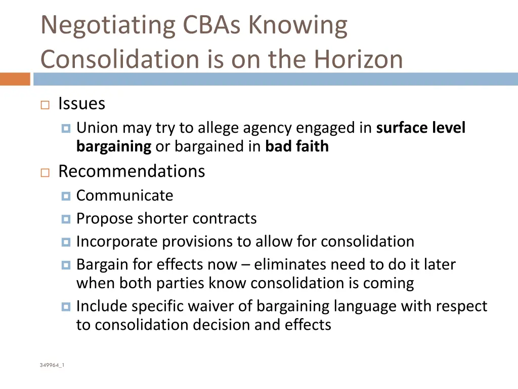 negotiating cbas knowing consolidation