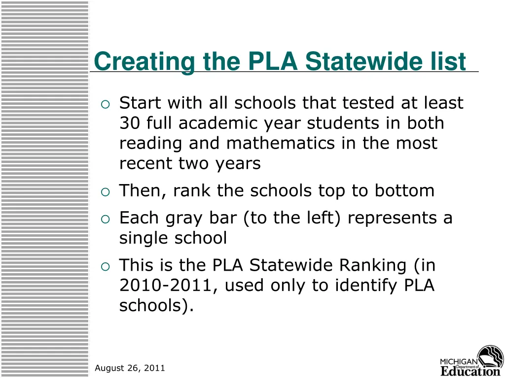 creating the pla statewide list