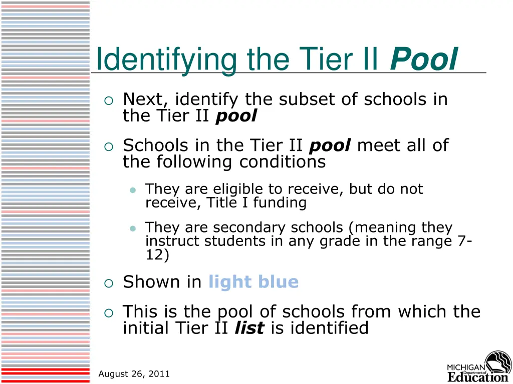 identifying the tier ii pool