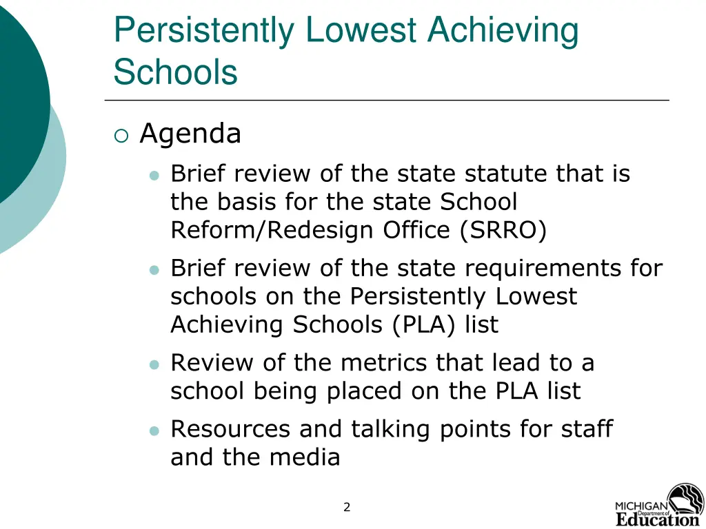 persistently lowest achieving schools