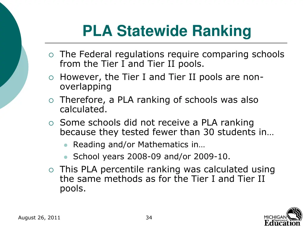 pla statewide ranking