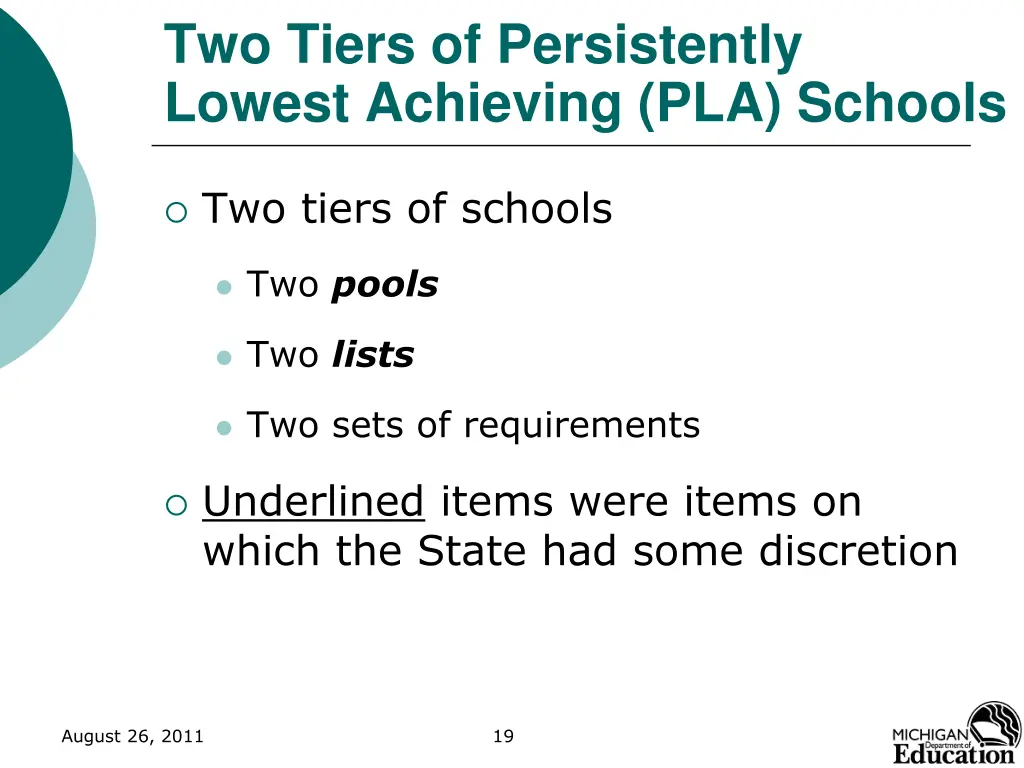 two tiers of persistently lowest achieving