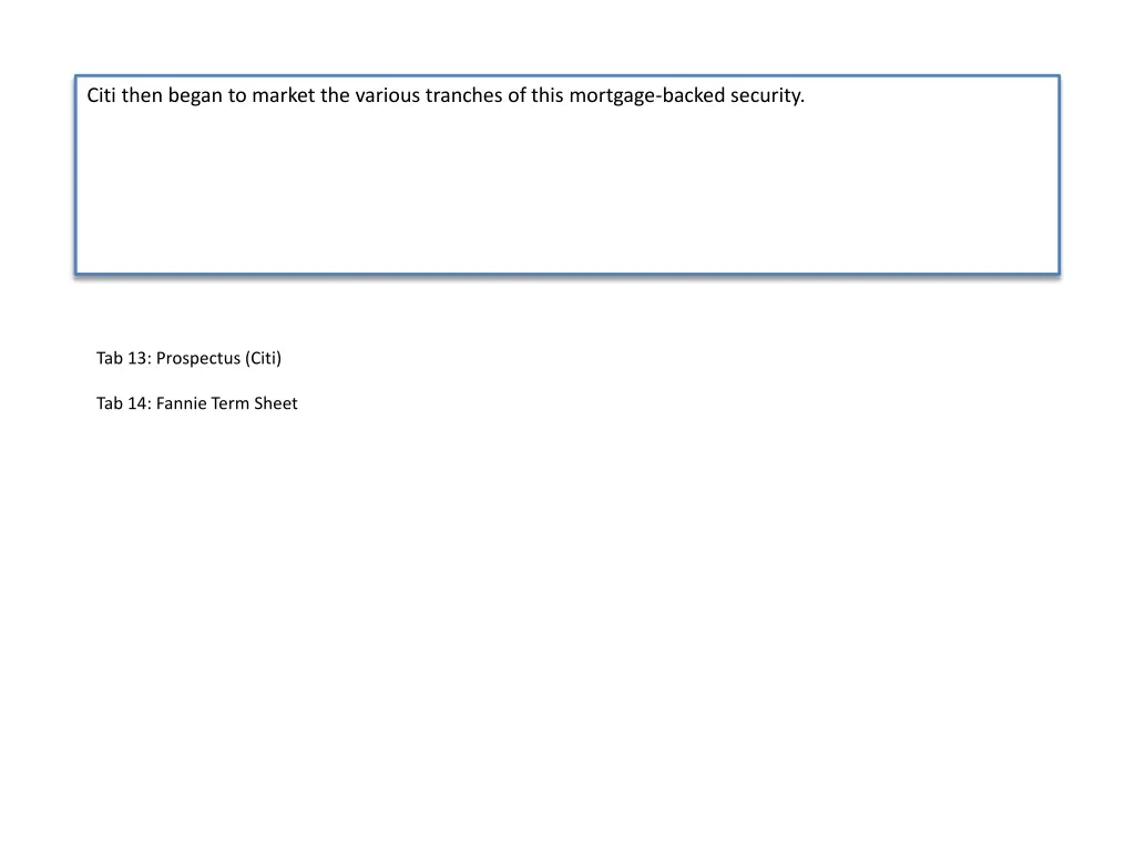 citi then began to market the various tranches