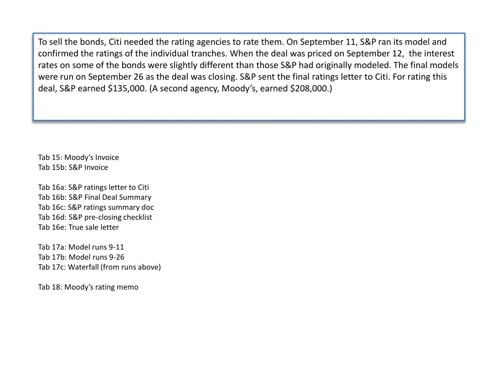 to sell the bonds citi needed the rating agencies