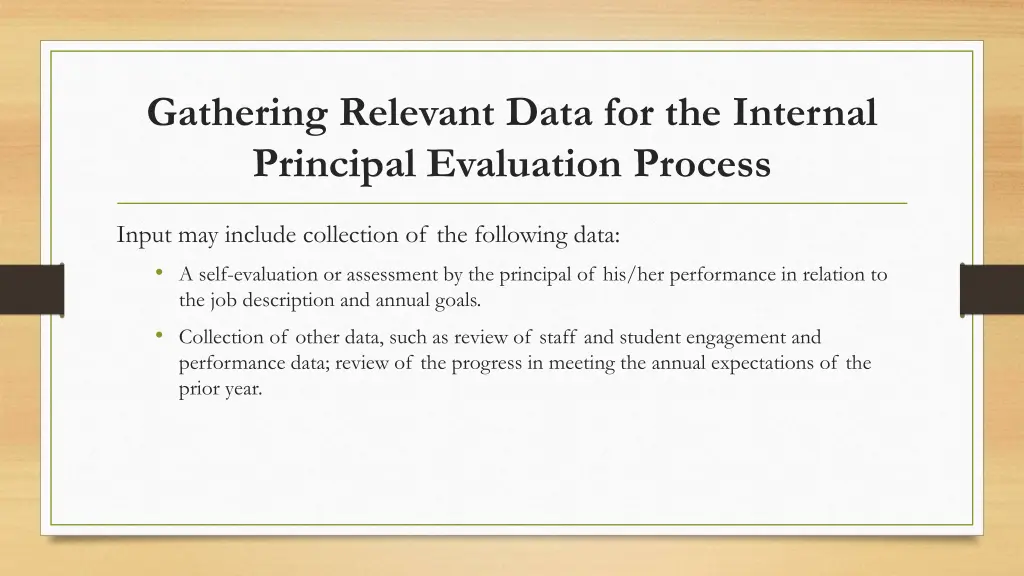 gathering relevant data for the internal