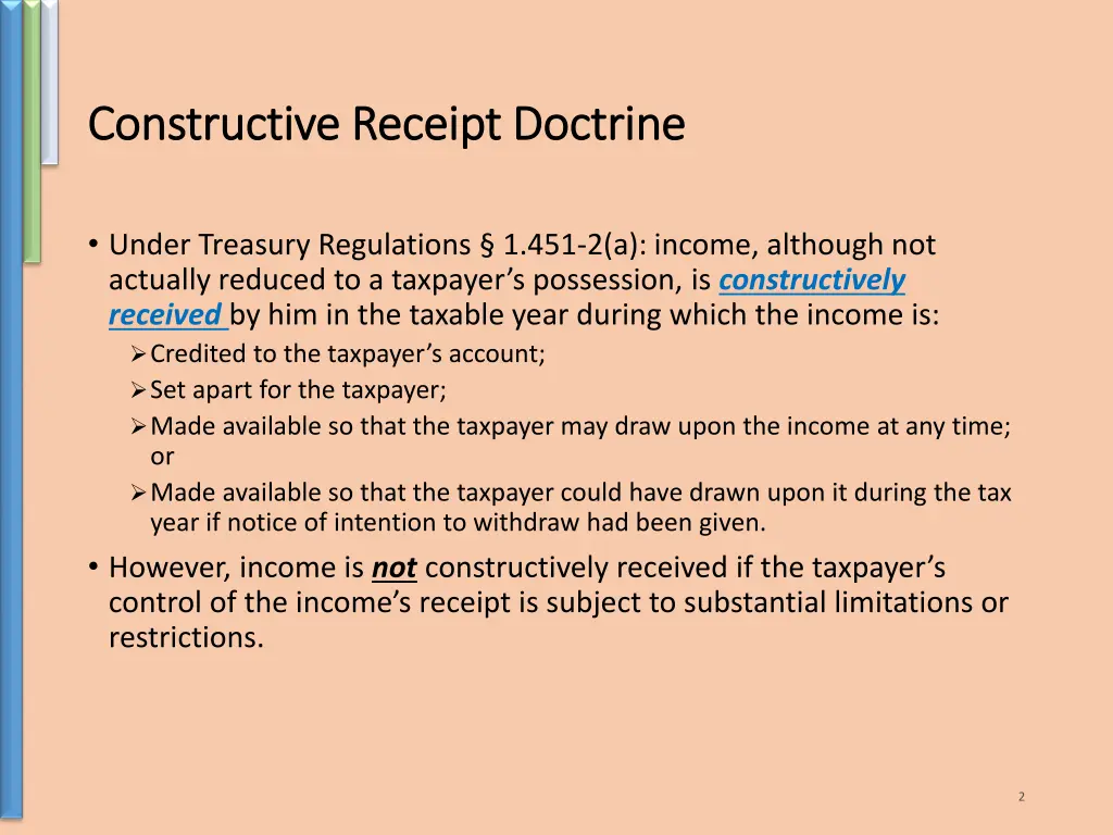 constructive receipt doctrine constructive