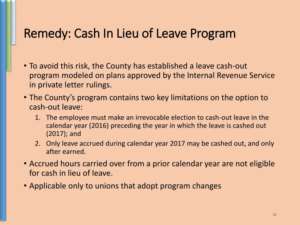 remedy cash in lieu of leave program remedy cash