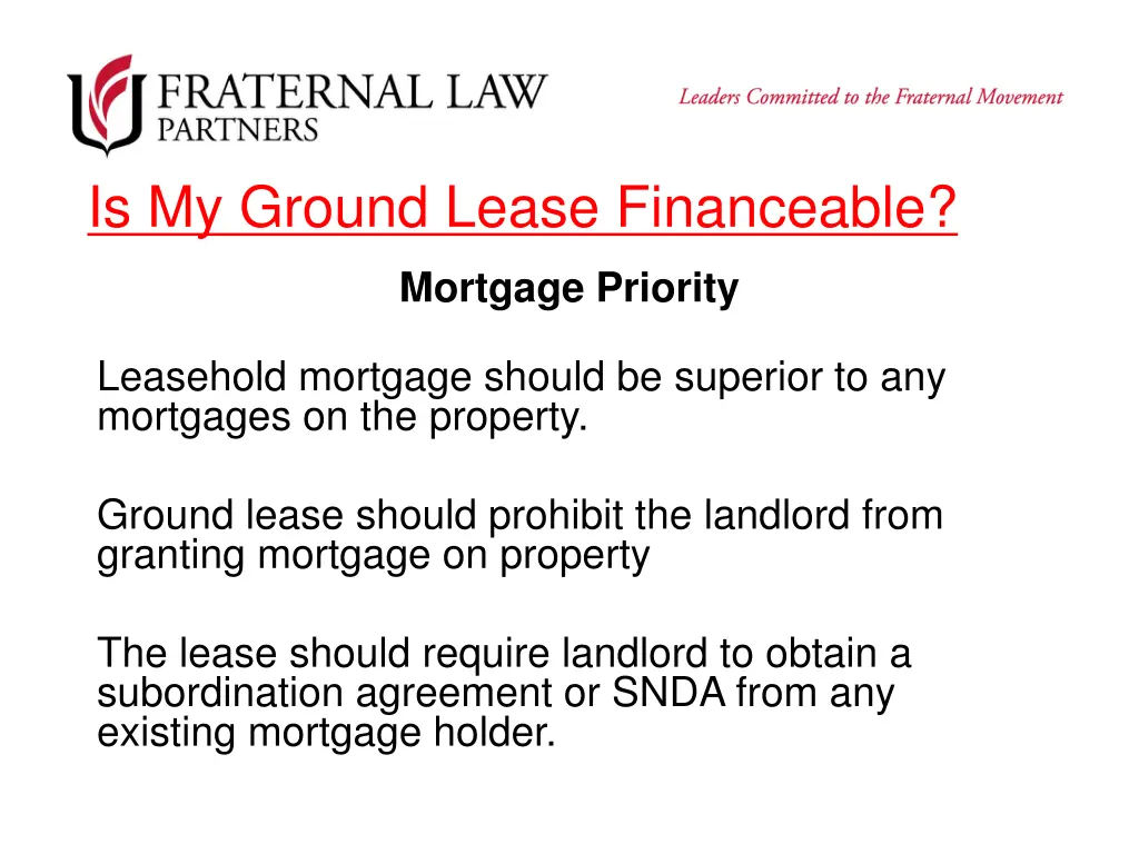 is my ground lease financeable 2