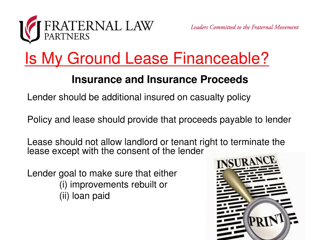 is my ground lease financeable 5