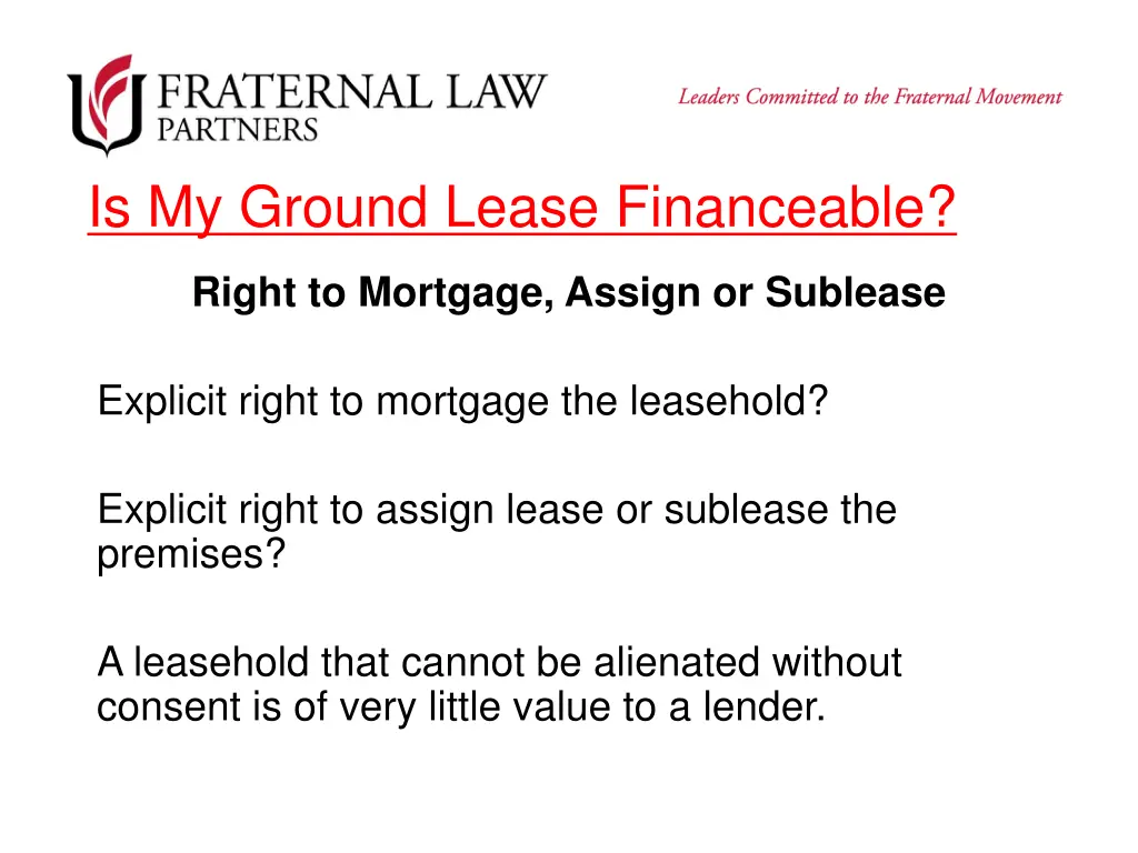 is my ground lease financeable