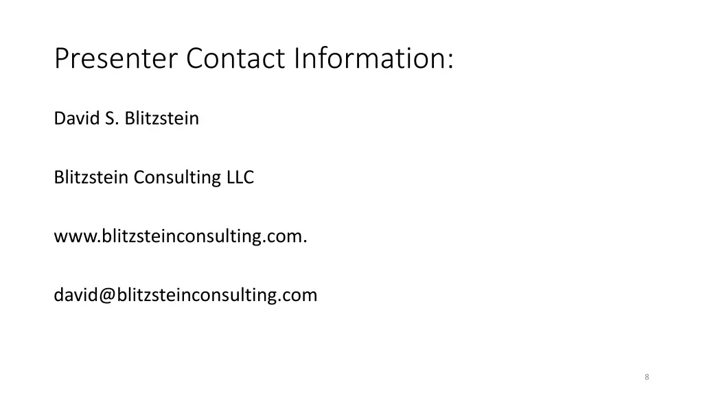 presenter contact information