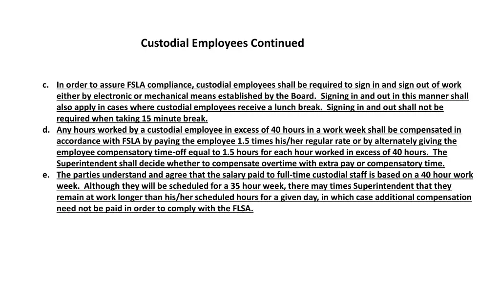 custodial employees continued