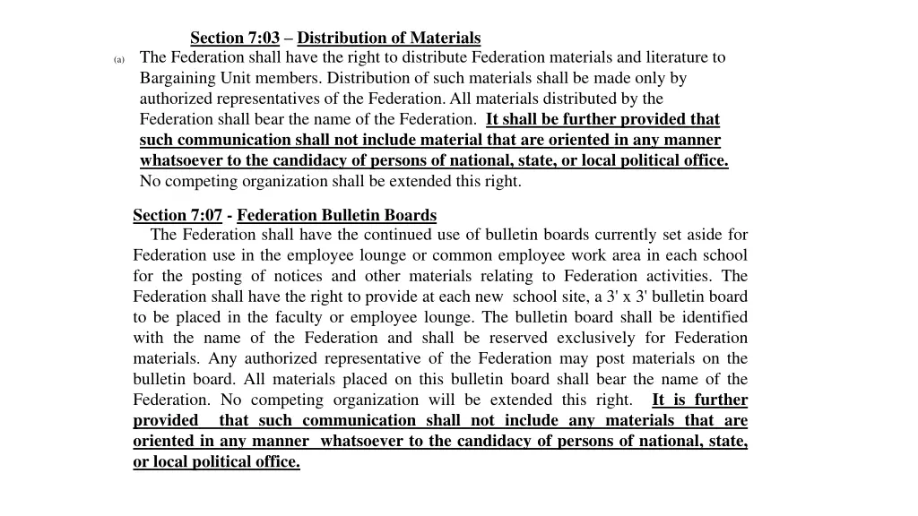 section 7 03 distribution of materials