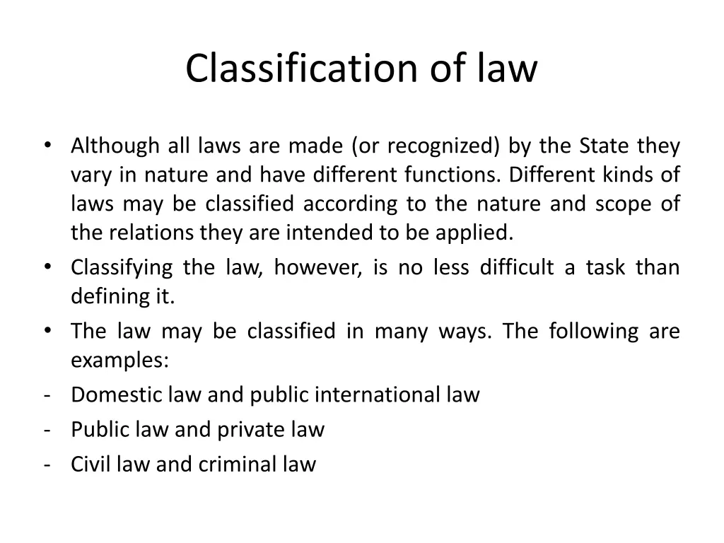 classification of law