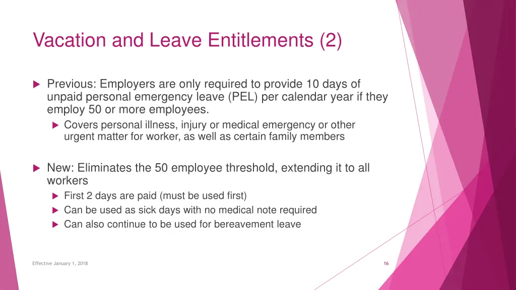 vacation and leave entitlements 2